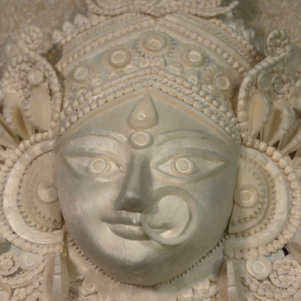 Handcrafted Shola Pith Durga Maa Face Sculpture Shadow Box Wall Art Decor